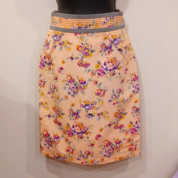 Z Spoke Zac Posen Floral & Contast Trim  Pencil Skirt- Sz. 4 - Picture 9 of 9
